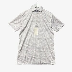 Collars & Co. Dress Collar Polo NWT Size Small White Geo Short Sleeves